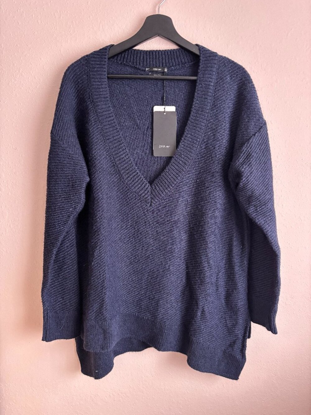 Zara Navy Oversized Knit Sweater